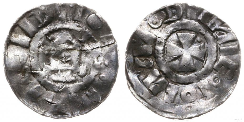 Saksoński denar krzyżowy z XI w. 19 mm., 1.14 g. srebra