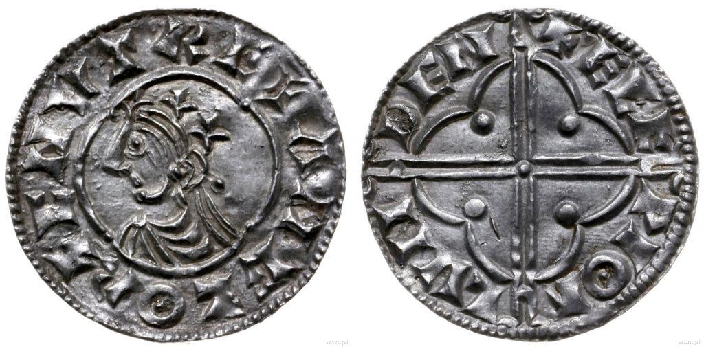 Denar Angielski Kanuta Wielkiego (1116-1135 r.) 18 mm., 0.75 g. srebra
