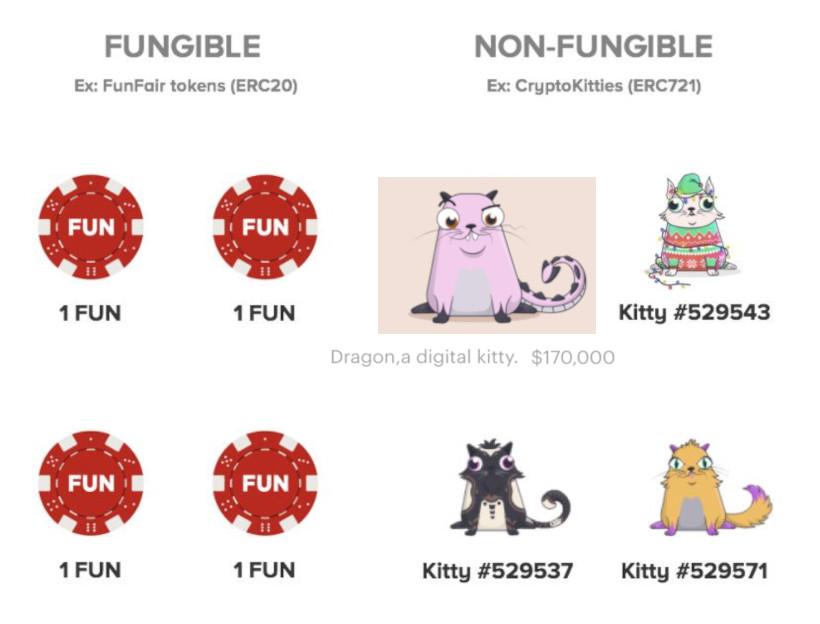 Source: https://medium.com/@AQOOM/blockchain-for-novices-series-what-are-the-differences-between-fungible-and-non-fungible-tokens-8be0a19a2000
