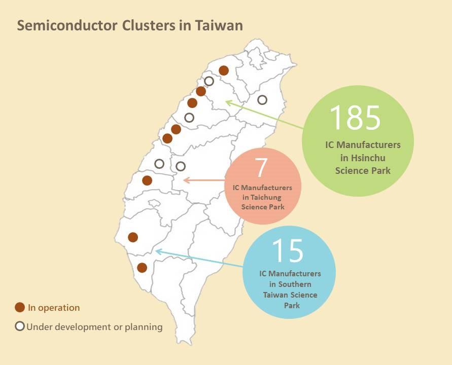 Lokacje produkcji półprzewodników na Tajwanie. Źródło; https://www.mijngroeve.nl/history/taiwan-taking-center-stage-in-2021/