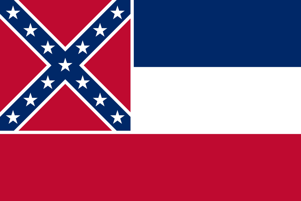 uchylona została w 2020 r. Źródło: https://en.wikipedia.org/wiki/Flag_of_Mississippi